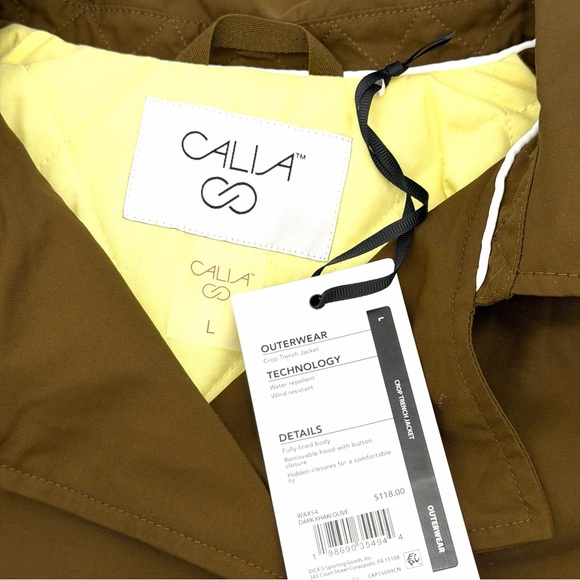 NWT New Calia Womens Crop Trench Coat Jacket Large L Button Pockets Lightweight - Picture 7 of 7
